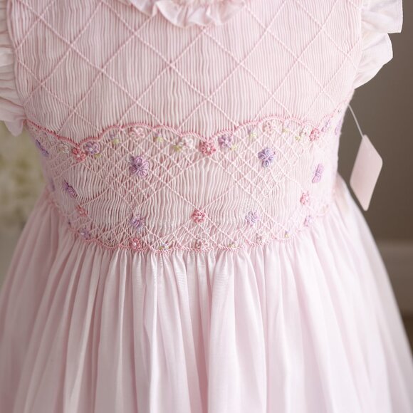 Pink Smocked Dress Luli & Me Boutique Summer Spring Vacation Size 5 NWT - Picture 3 of 7